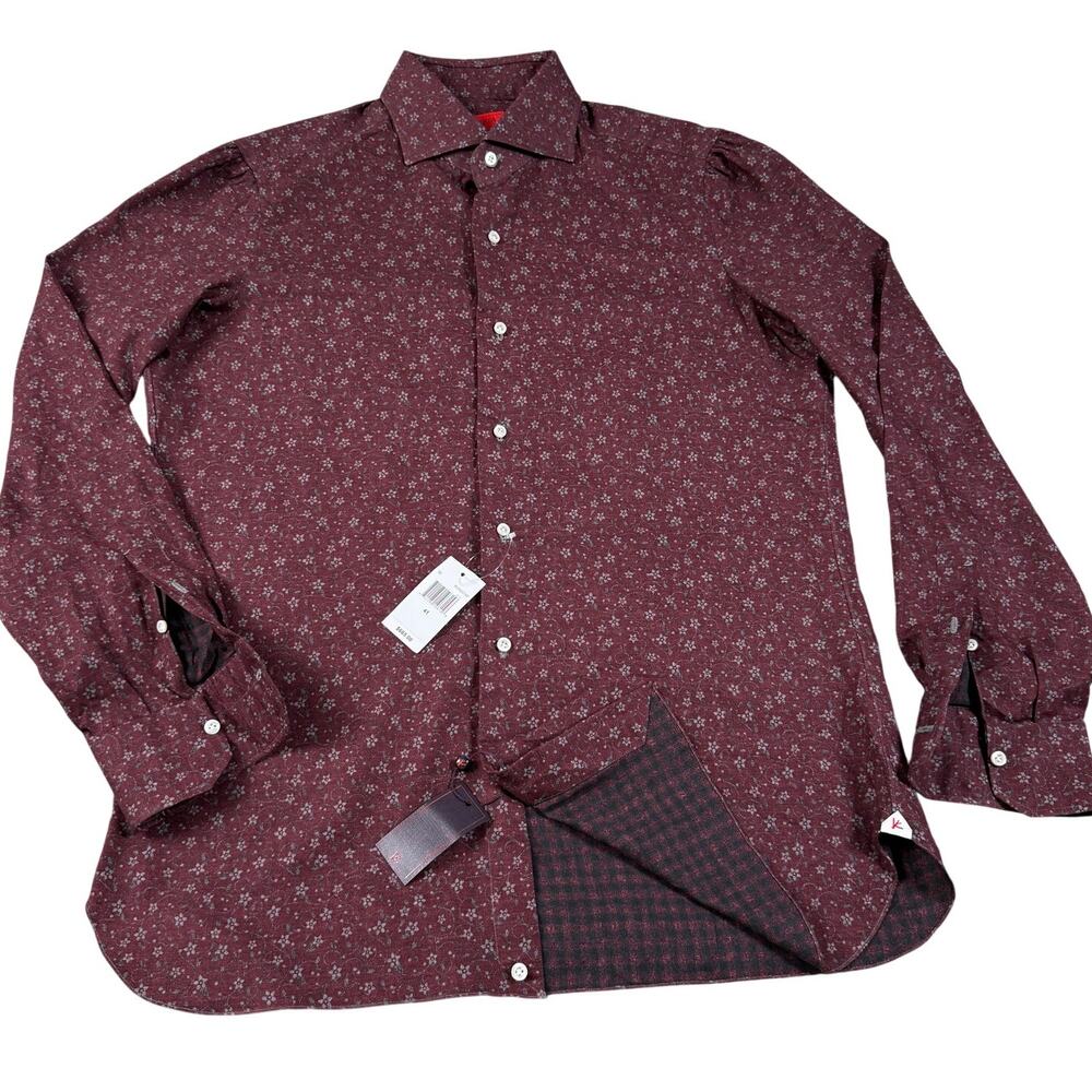ISAIA Leuca Mix ML40SC Men's L Multicolor Cotton Dress Shirt NWT
